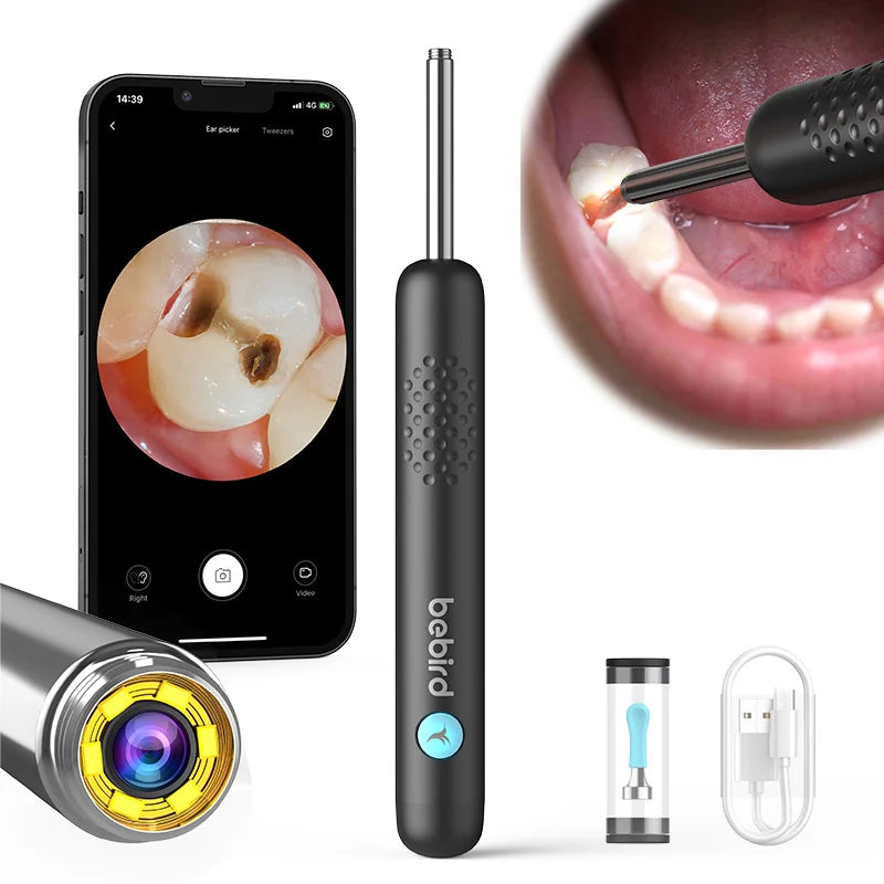 Dental oral camera for kids with phone app showing teeth view