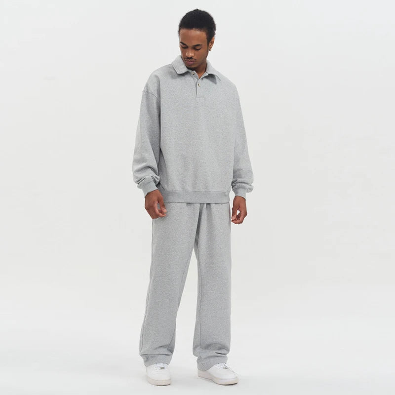 Cotton french terry tracksuit grey on model