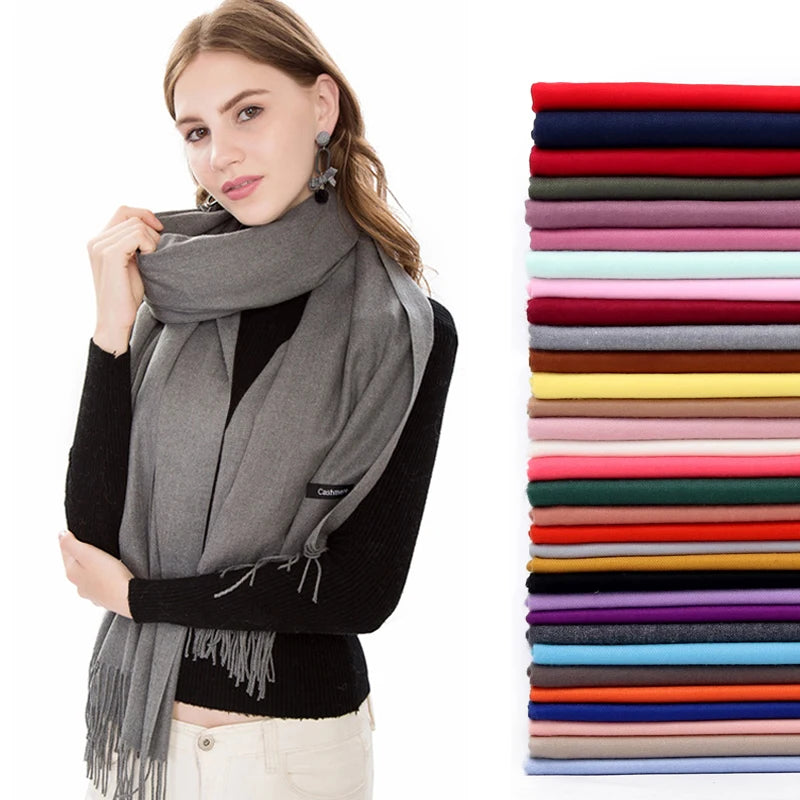 Pashmina Shawl – model front view | Velvetova