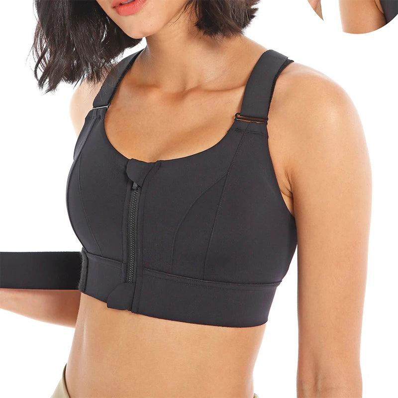 New Arrival Women's Gym Bra High Fitness Yoga Sports Bra with Zipper Lightweight and Plus Size Adjustable Back High Quality