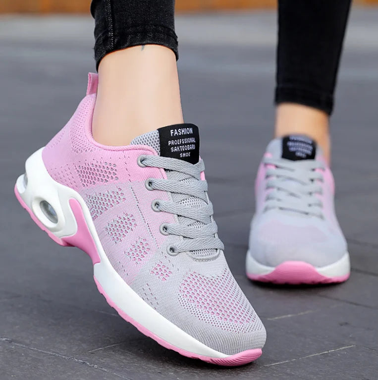 Plus size running shoes women pink – breathable mesh trainers