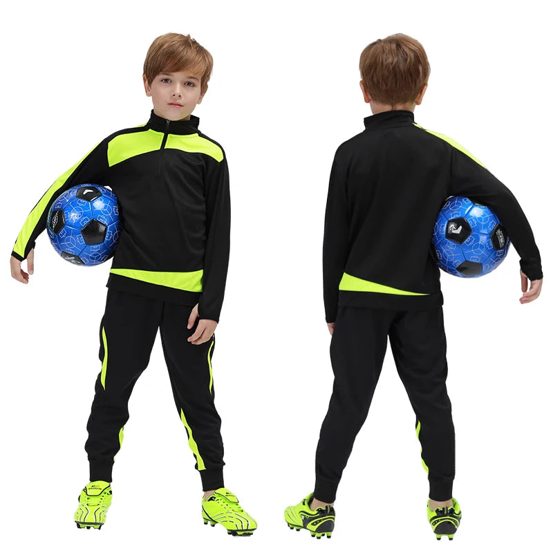 Kids soccer training set black and green – kids sportswear set
