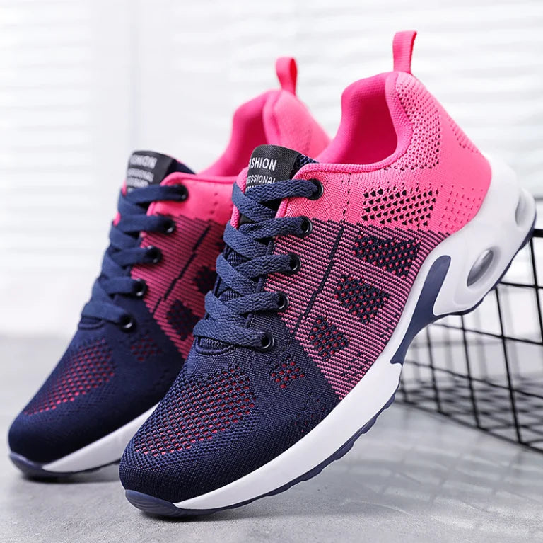 Plus size running shoes women pink and navy – comfortable running shoes