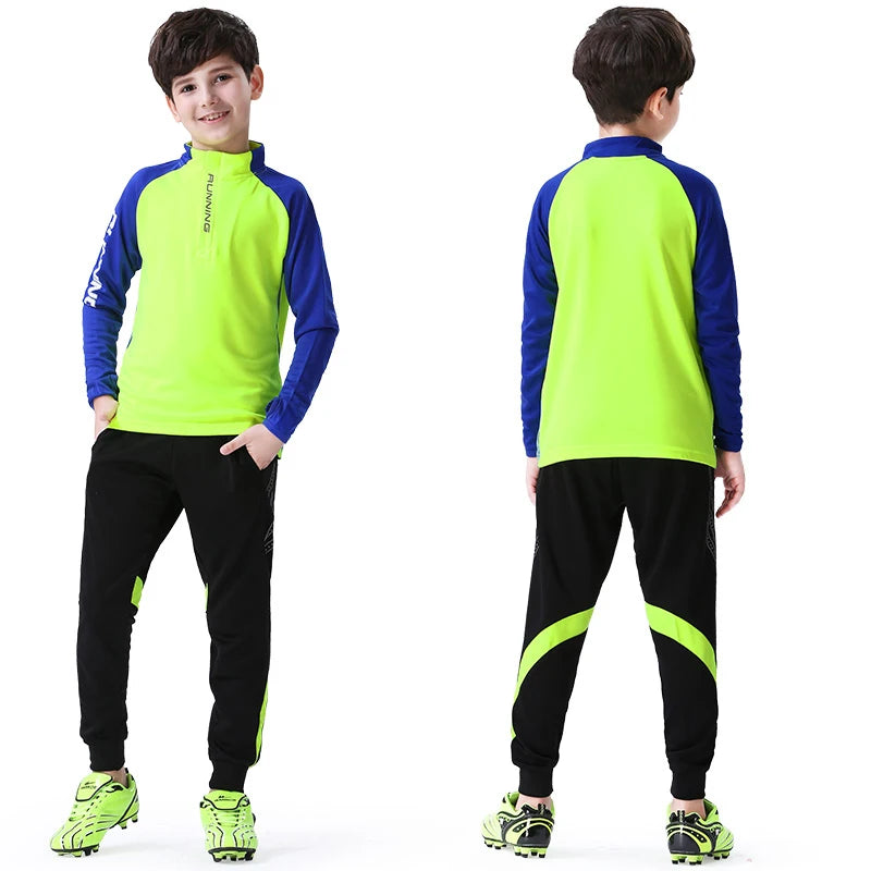 Kids soccer training set neon green and blue – kids football kit