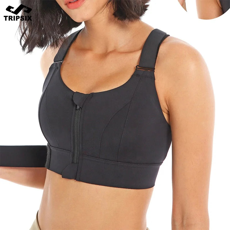New Arrival Women's Gym Bra High Fitness Yoga Sports Bra with Zipper Lightweight and Plus Size Adjustable Back High Quality
