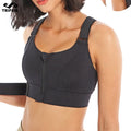 Zip front sports bra black – medium-impact workout bra