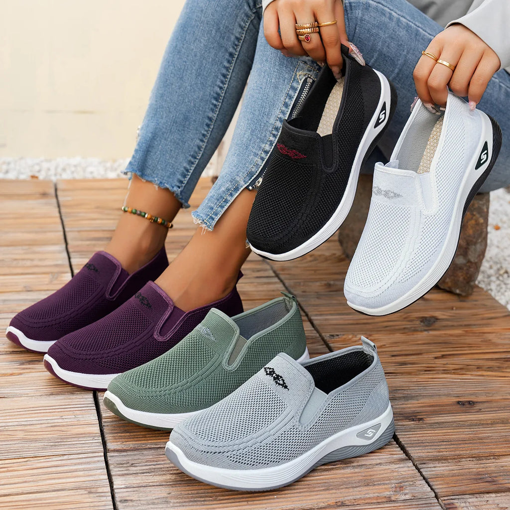 Womens running sneakers colour lineup – breathable mesh slip-on shoes