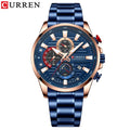 CURREN steel quartz watch men – blue dial blue steel bracelet studio