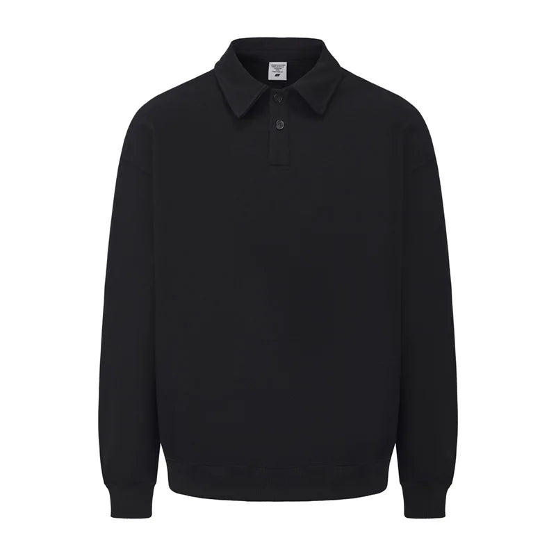 Cotton french terry tracksuit black polo top
