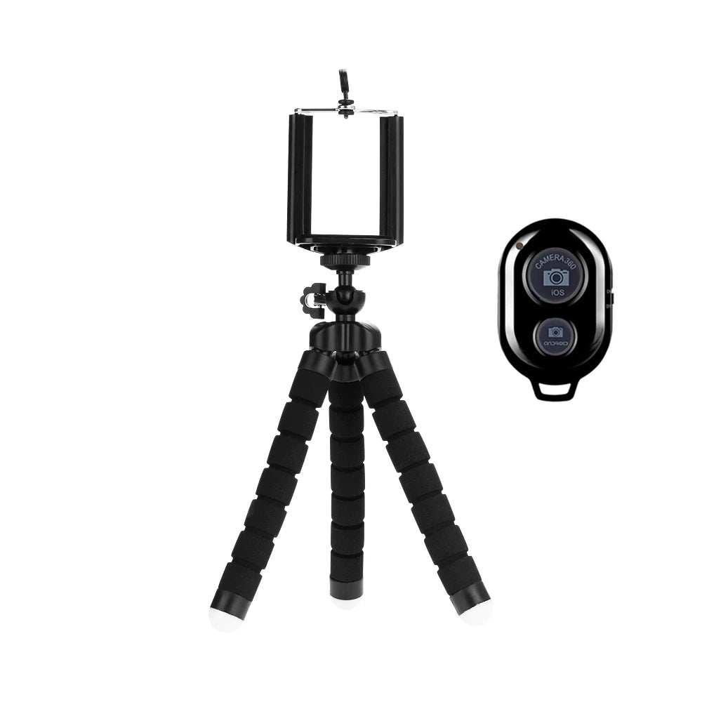 Phone tripod stand black with Bluetooth remote