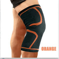 Orange knee sleeves running on leg