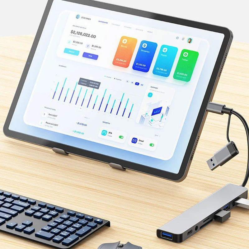 8-in-1 USB-C hub docking station - lifestyle shot