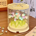 Multicolor tulip table lamp glowing