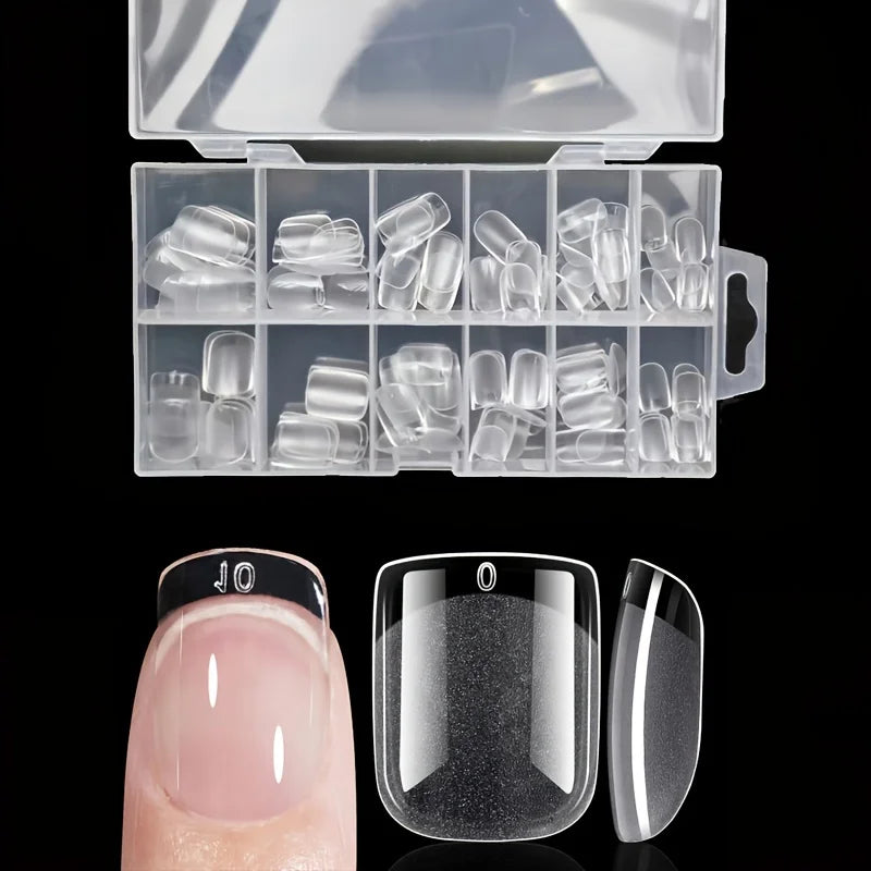 Clear full cover nail tips in storage case
