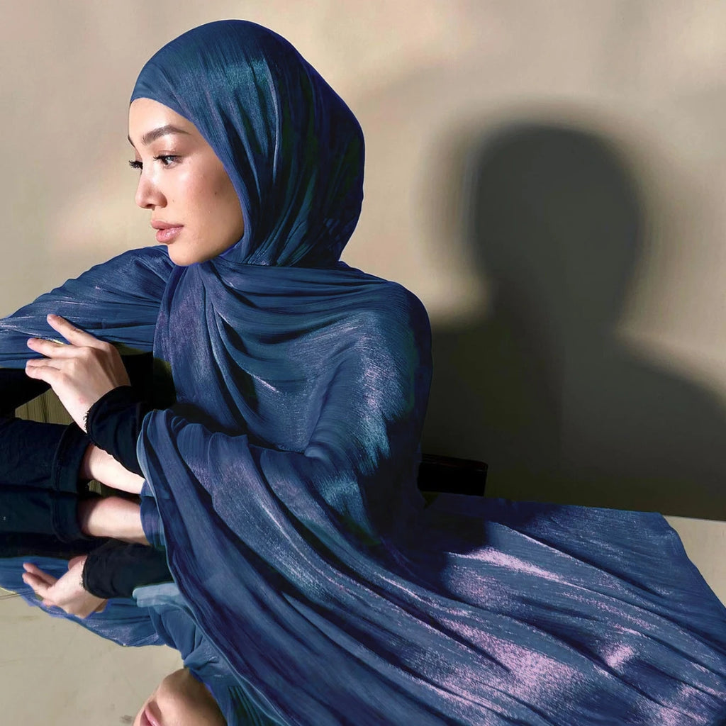Satin Hijab Scarf – model front view | Velvetova