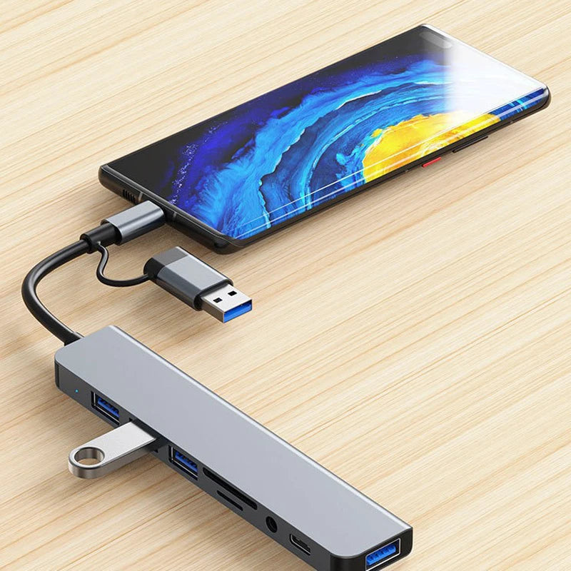 8-in-1 USB-C hub docking station - detail close-up