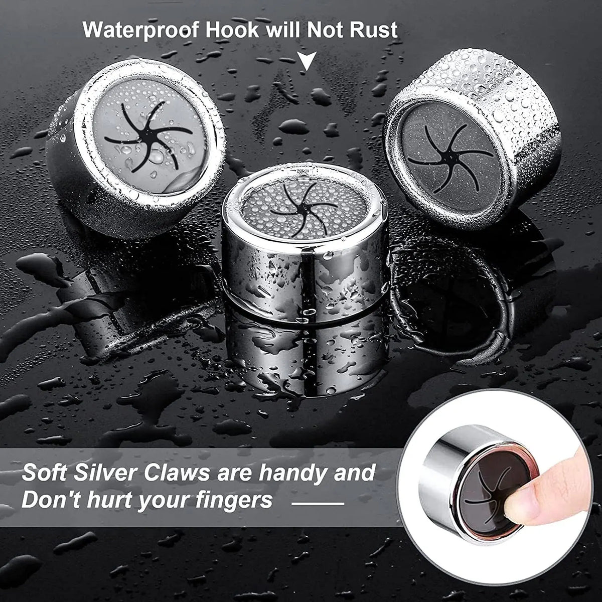 Waterproof dishcloth clips with soft silver claws, rust resistant