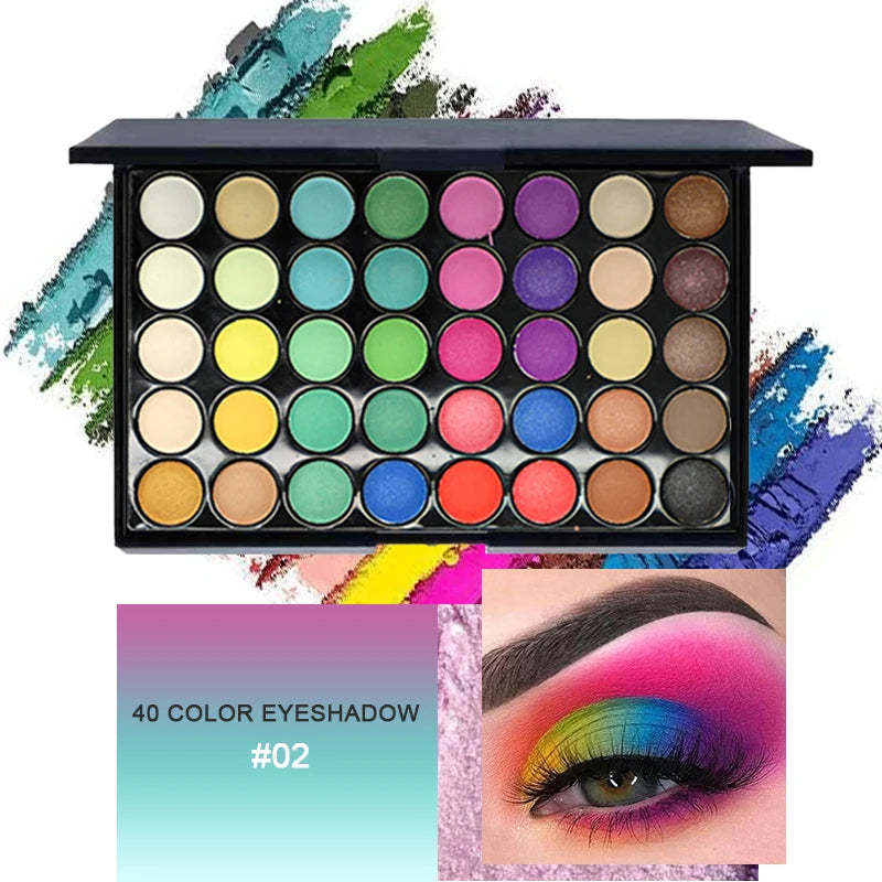 40-Color Eyeshadow Palette Set, High Color Payoff,Long-Lasting Wear, Includes Eyeshadow & Makeup Brushes,Suitable for Beginners