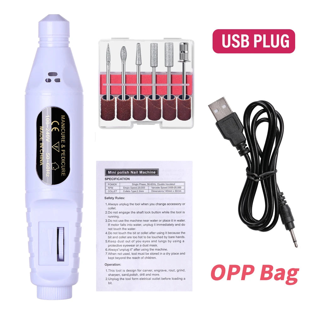 Nail drill pen with professional bits