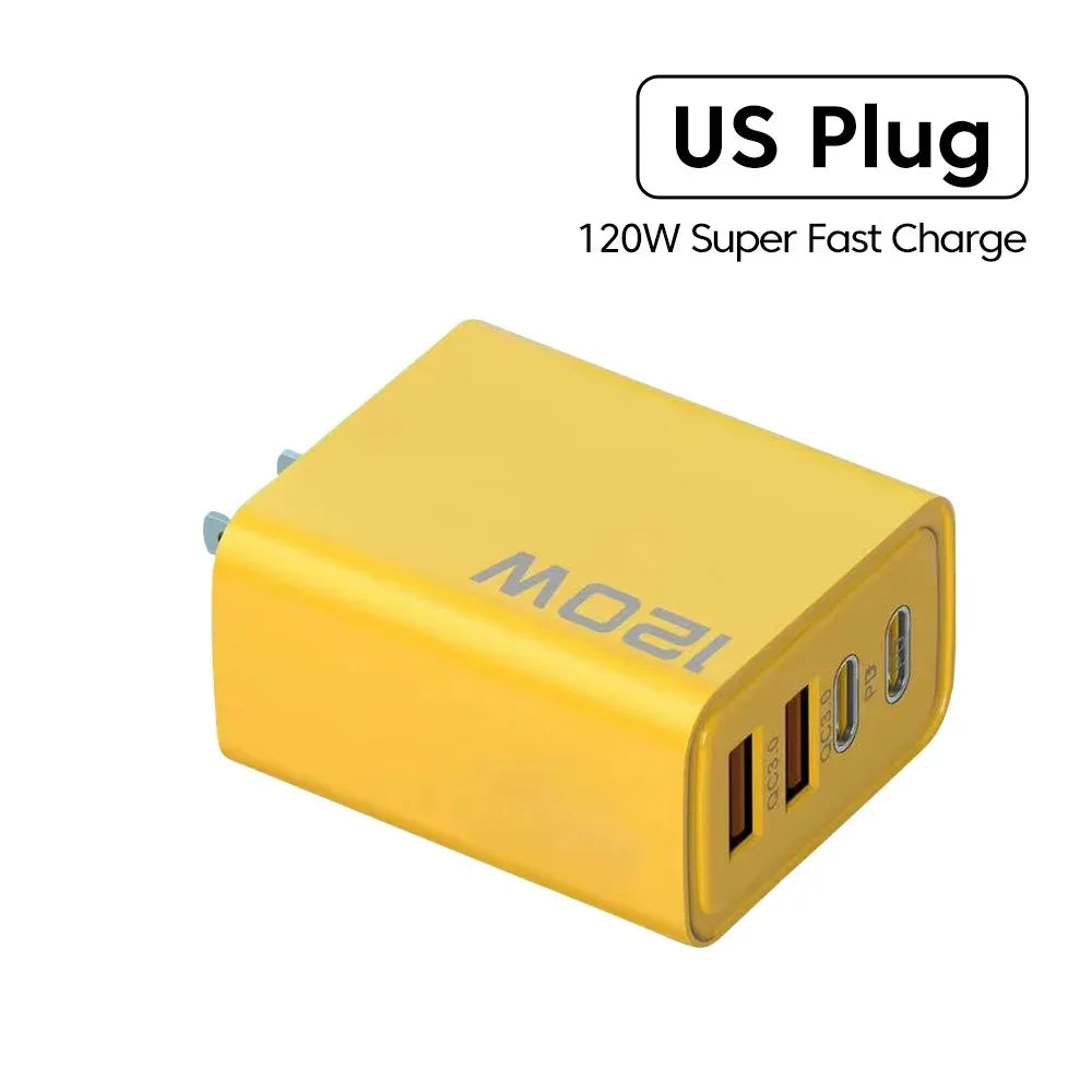 120W 4-port USB-C PD fast charger - back view