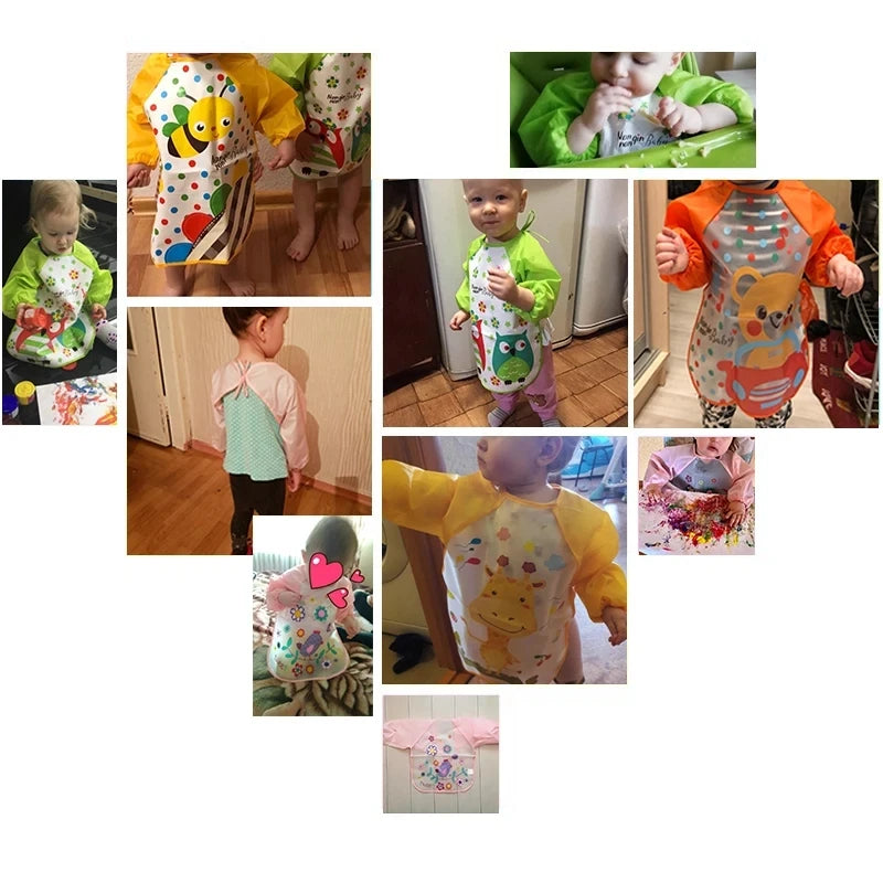 Baby bibs with sleeves — customer review photo collage