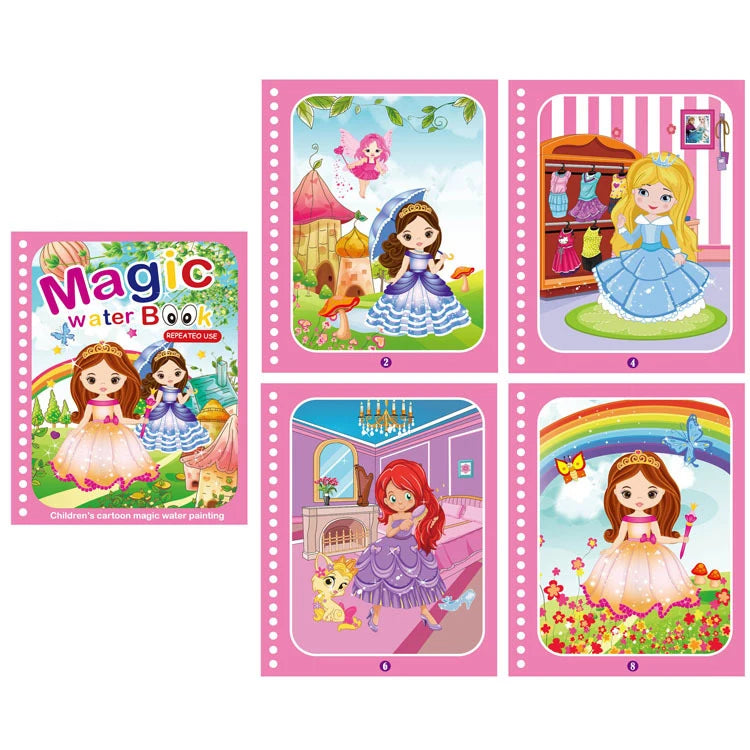 Magic water coloring book princess theme pages