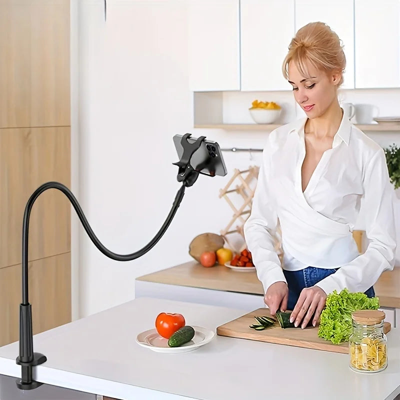 Gooseneck phone holder with clamp - angle view