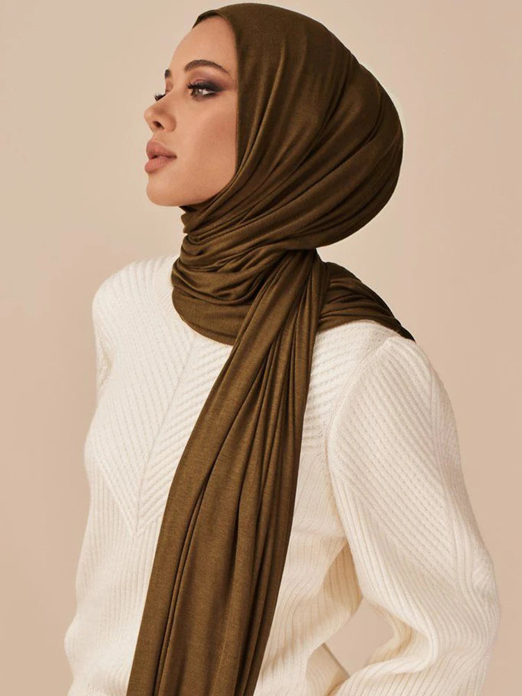 Modal Hijab Scarf – model side view | Velvetova