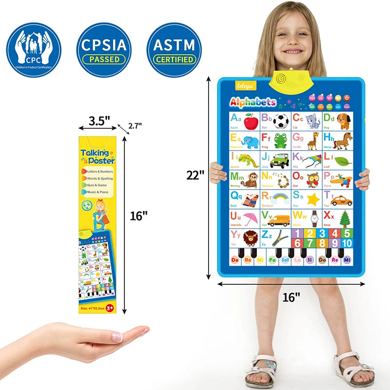 Talking ABC wall chart — safety certifications and 22 inch size