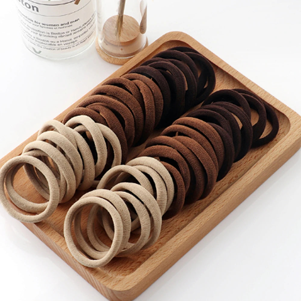 Seamless elastic hair bands - black white khaki