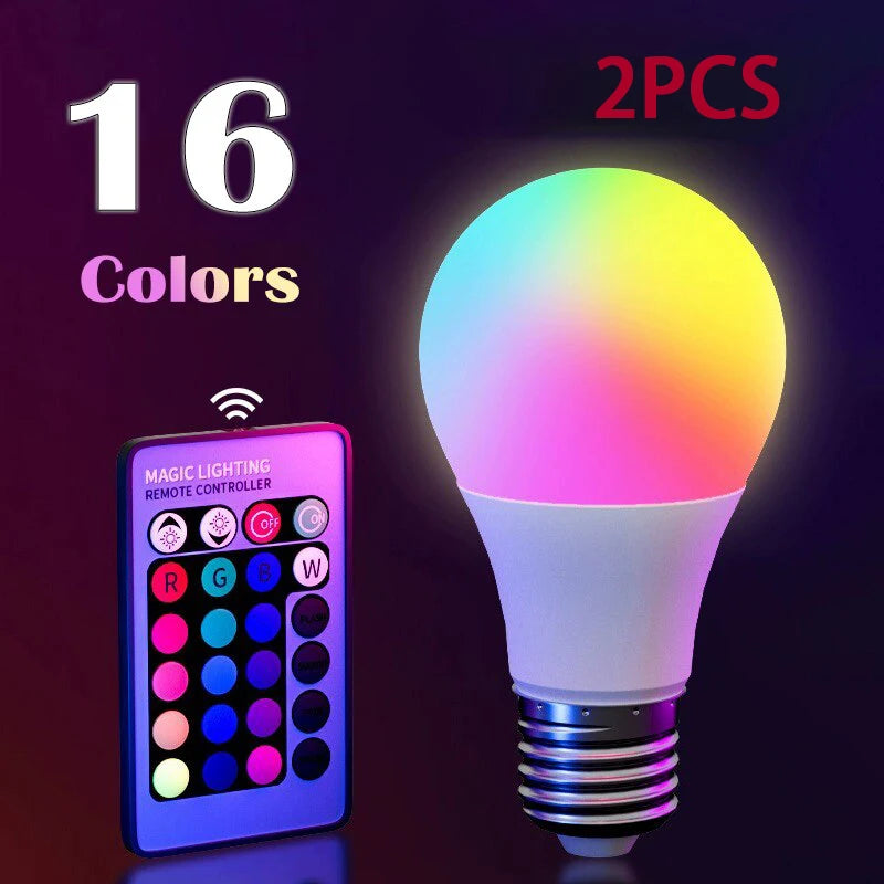 RGB LED color changing bulb with remote - back view