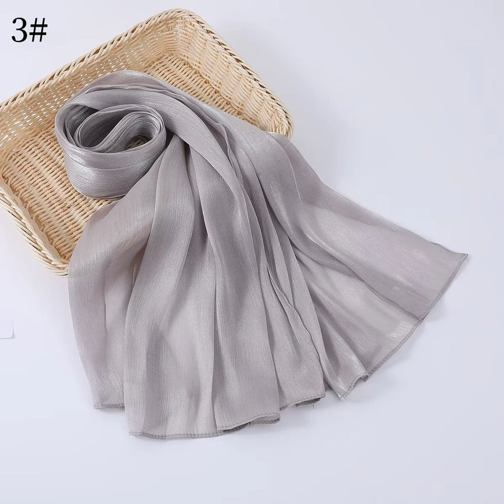 Satin Hijab Scarf – draped flat lay | Velvetova