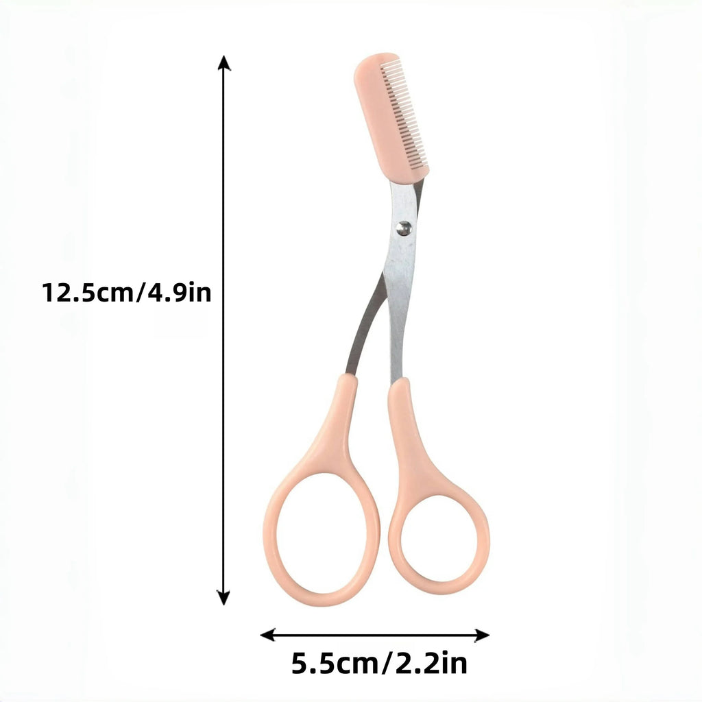 Eyebrow scissors with comb - pink