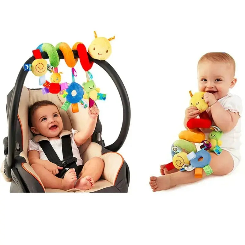 Crib hanging toys — spiral toy on car seat with baby