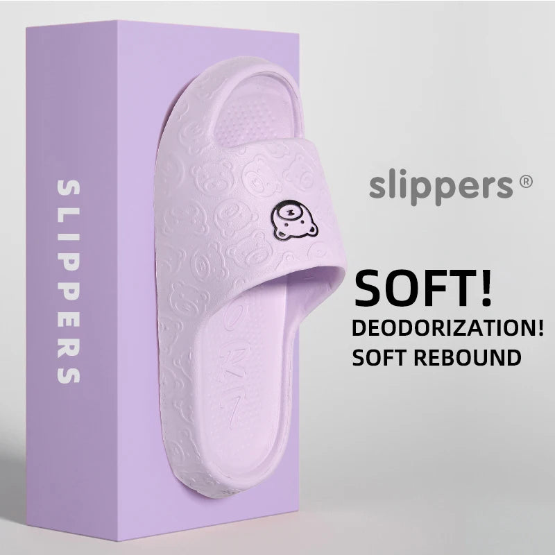 Cute bear non-slip slippers - top view
