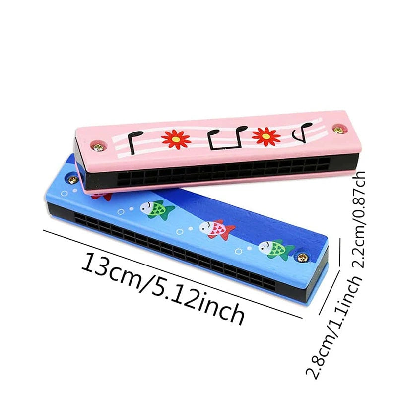 Wooden harmonica kids — 13 cm size dimensions