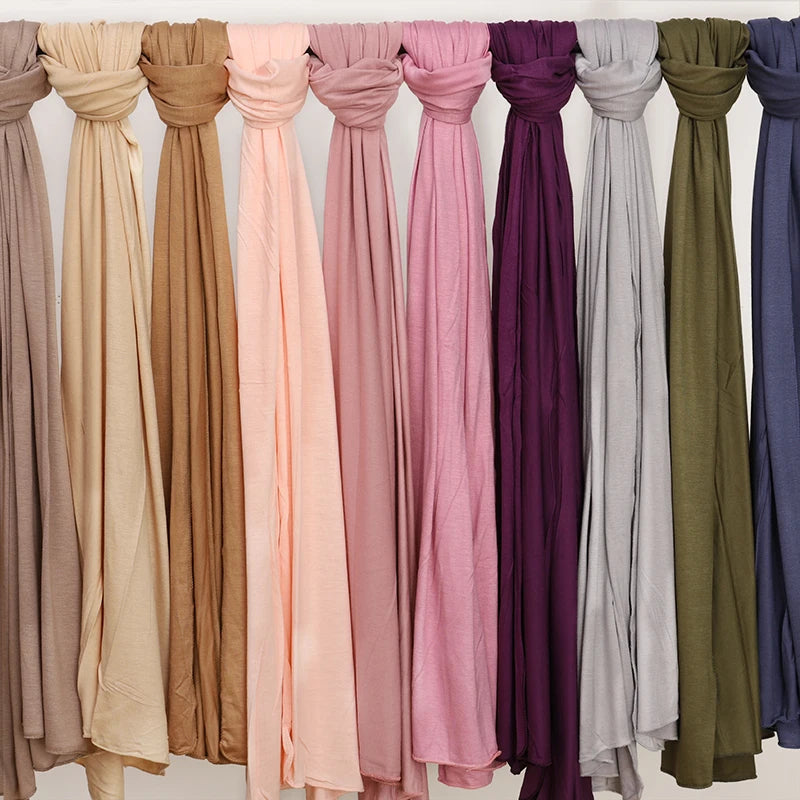 Modal Hijab Scarf – hanging color row | Velvetova