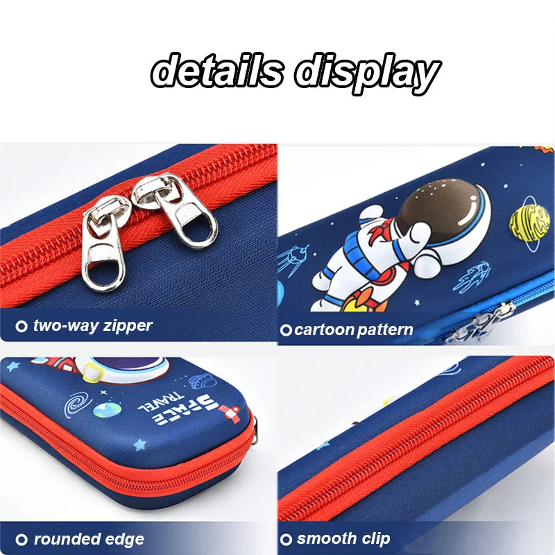 Kawaii pencil case zipper and pattern details display