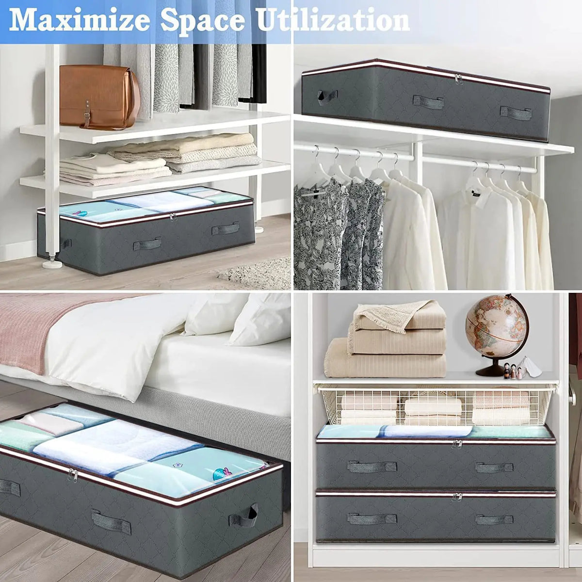 Under bed storage bags maximizing closet and under-bed space