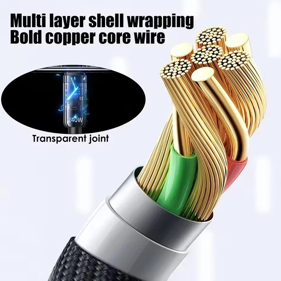 240W USB C fast charging cable copper core wire cross section
