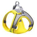 Yellow reflective dog harness vest, front view