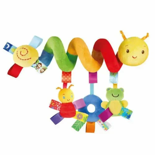 Crib hanging toys — colorful spiral toy on white background