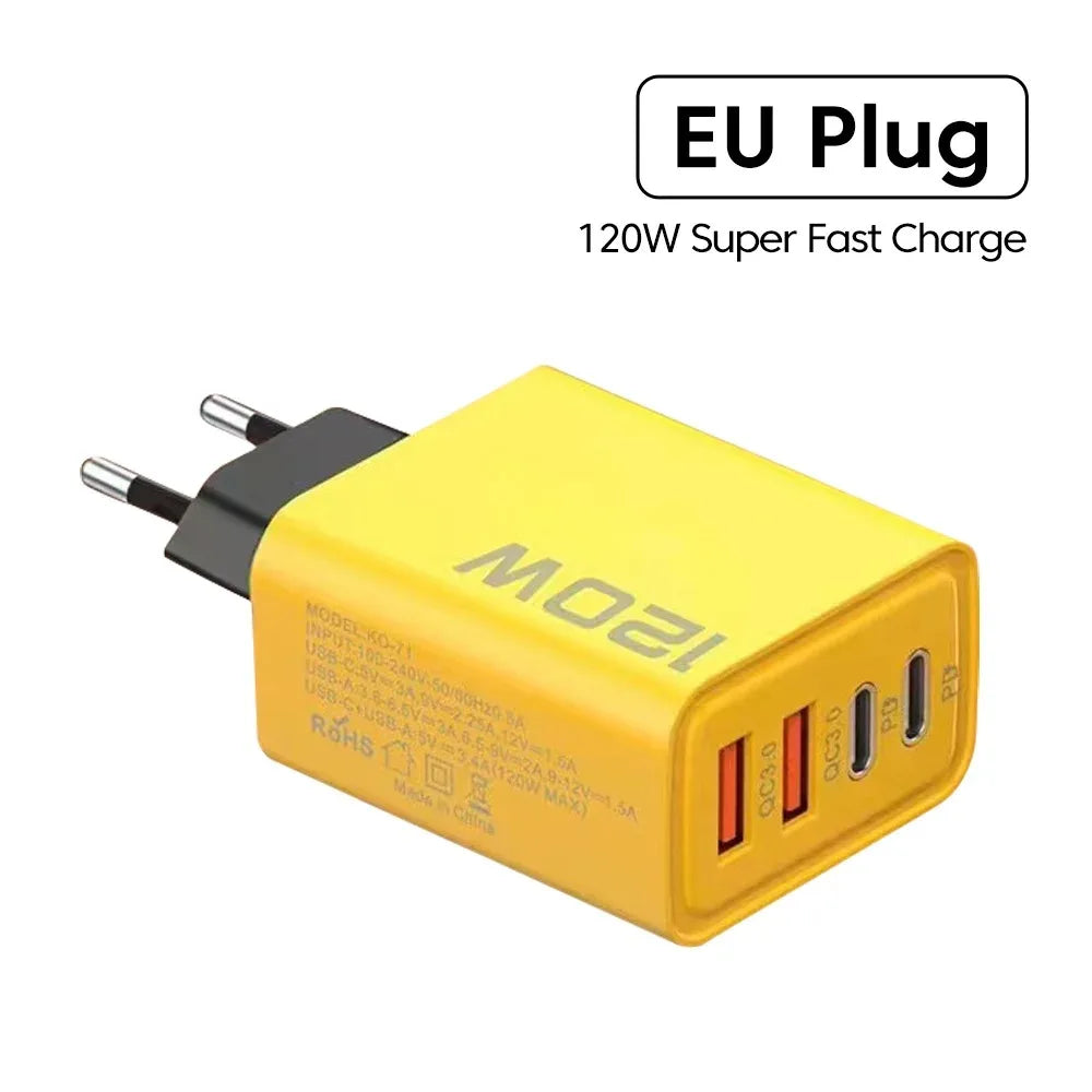 120W 4-port USB-C PD fast charger - color options