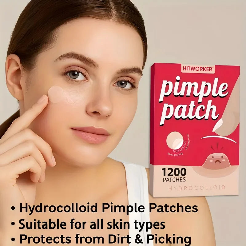 Woman wearing invisible hydrogel acne patch