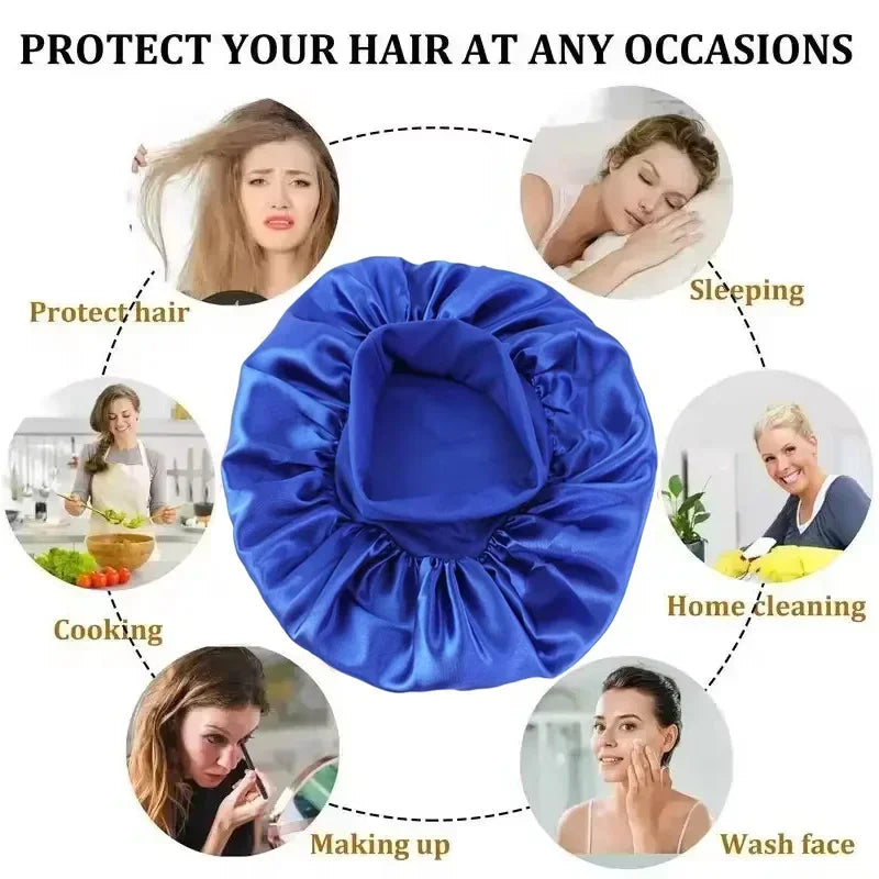 Colorful satin hair bonnets collection