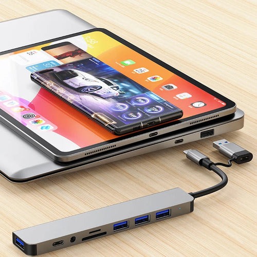 8-in-1 USB-C hub docking station - angle view