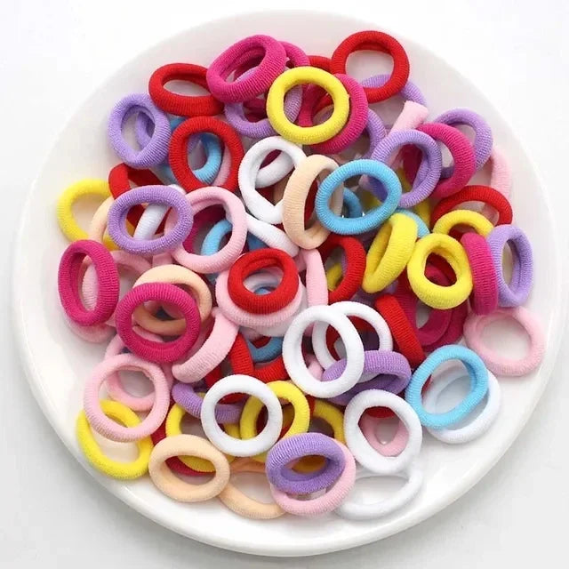 200Pcs Small Elastic Hair Bands – Colorful Girls Hair Ties