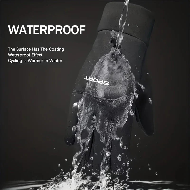 Waterproof touchscreen winter gloves with water beading