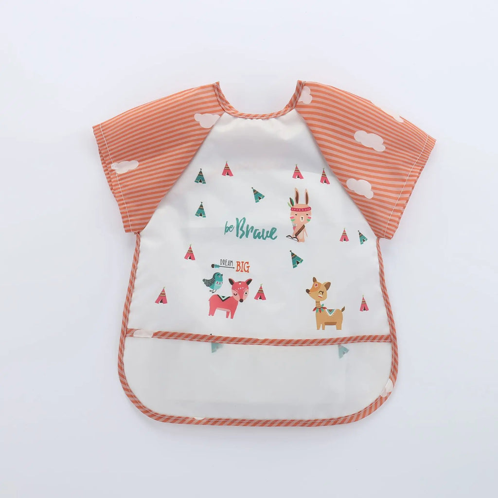 Baby bibs with sleeves — brave deer print smock bib