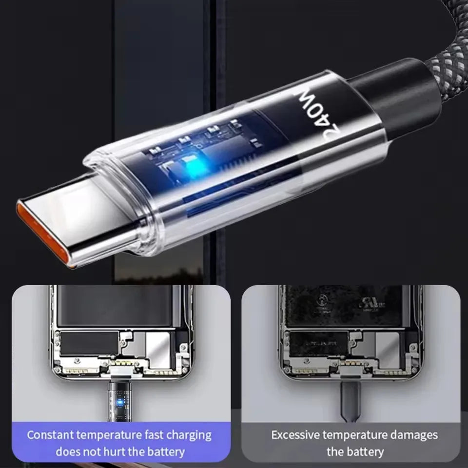 240W USB C fast charging cable constant temperature charging detail